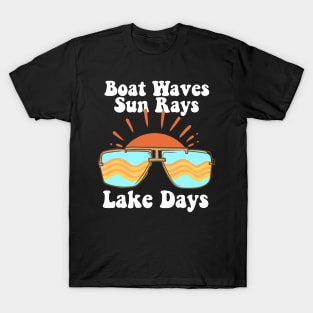 Boat Waves Sun Rays Lake Days T-Shirt